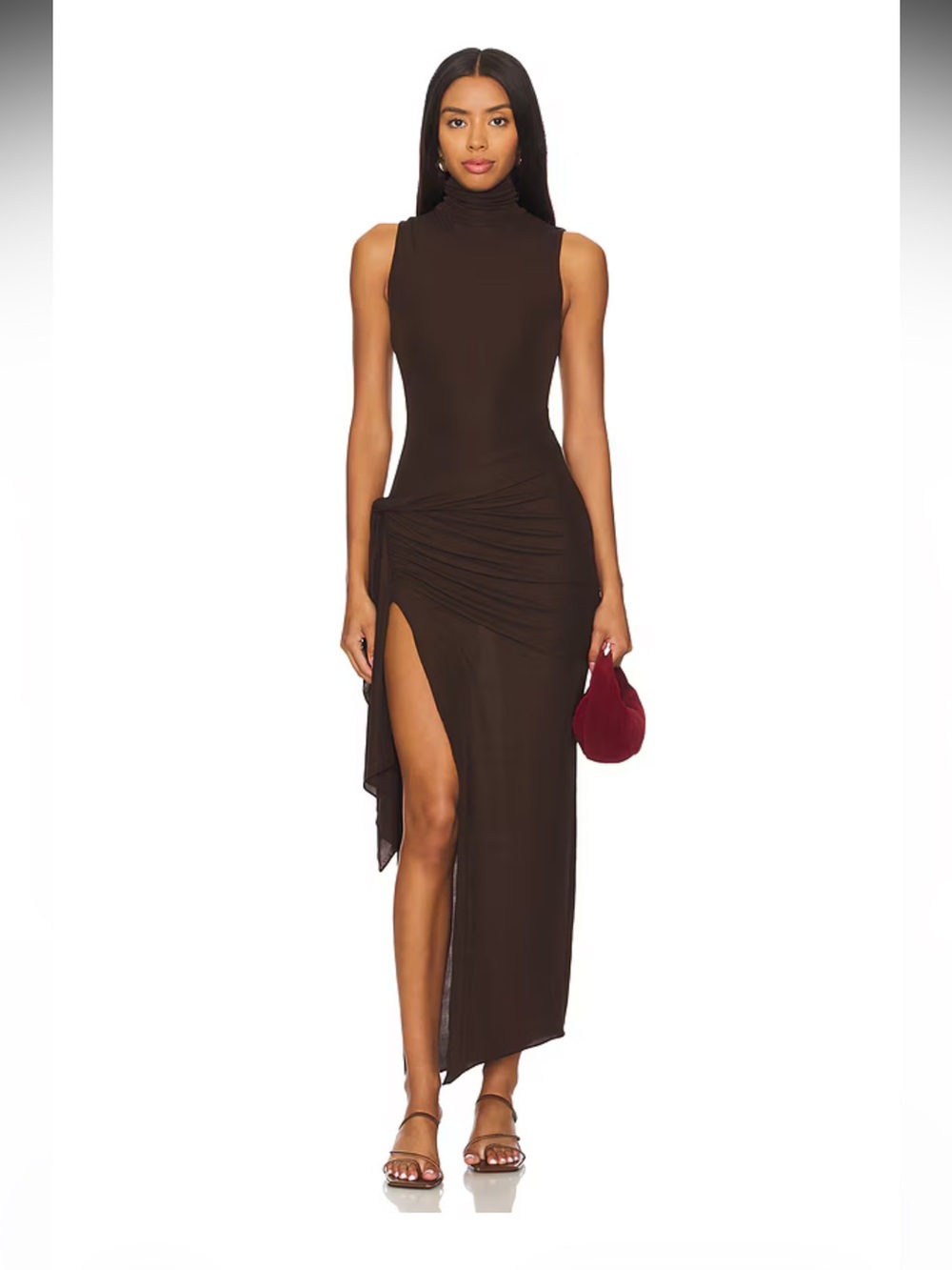 Ronny Kobo Collection Crystal Dress in Chocolate Brown